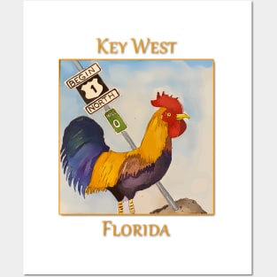 Key West Rooster add Mile Marker 0, Florida Posters and Art